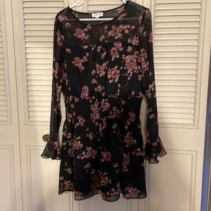 Black floral cocktail dress